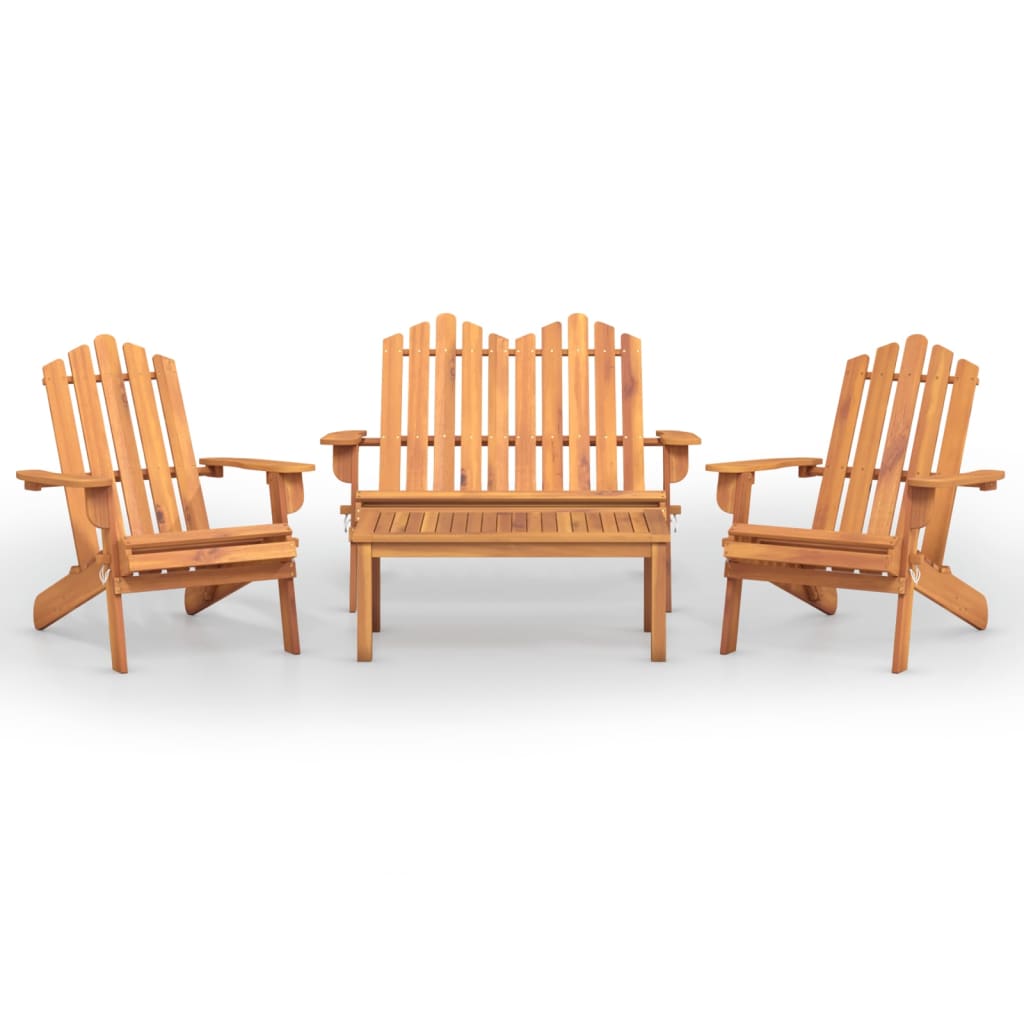 Ensemble de salon de jardin Adirondack 4 pcs bois acacia solide