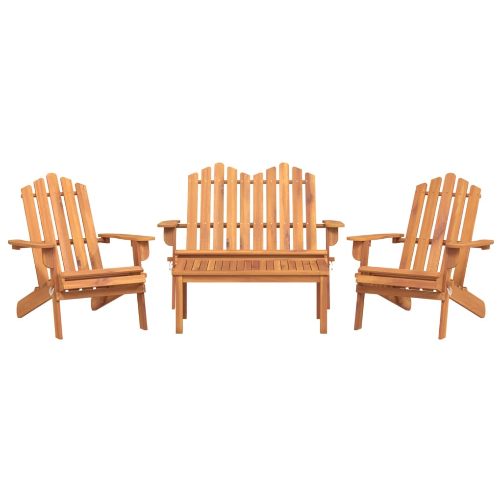 Ensemble de salon de jardin Adirondack 4 pcs bois acacia solide