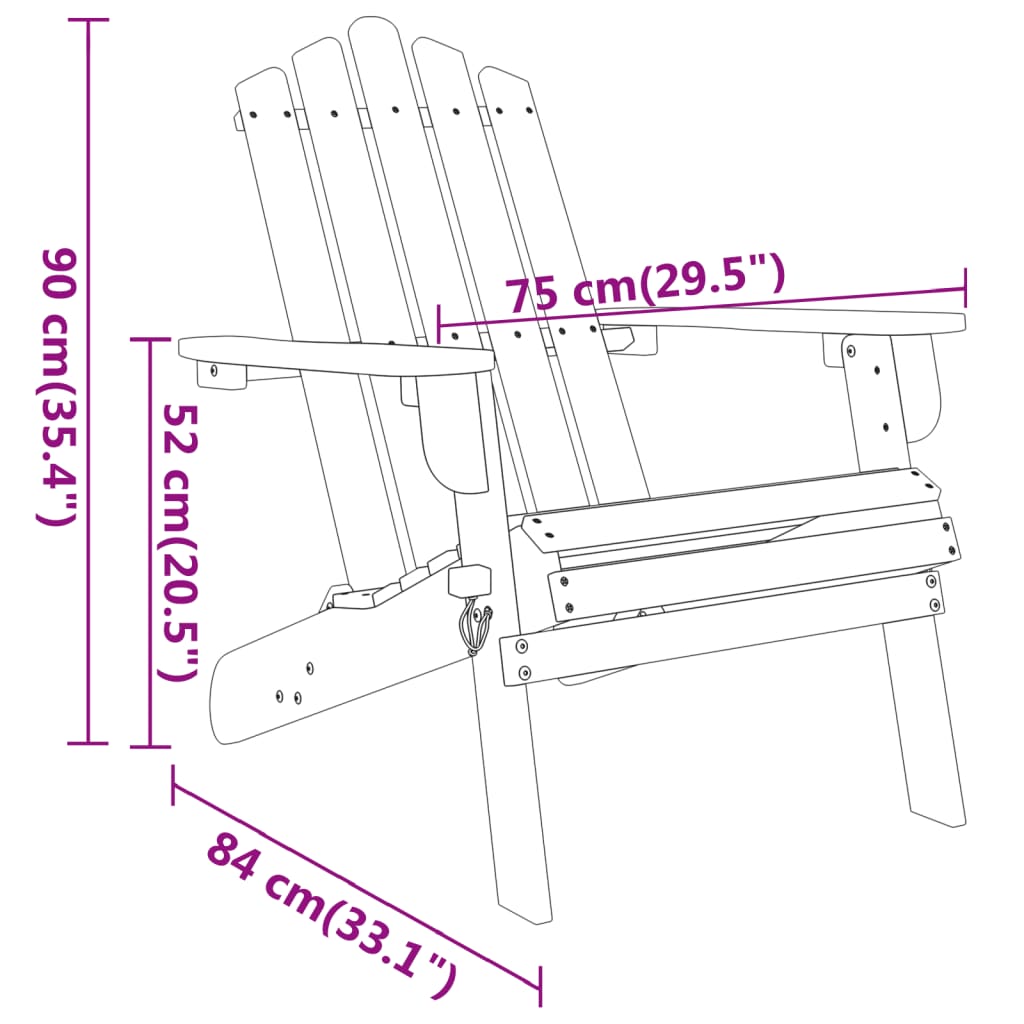 Ensemble de salon de jardin Adirondack 4 pcs bois acacia solide
