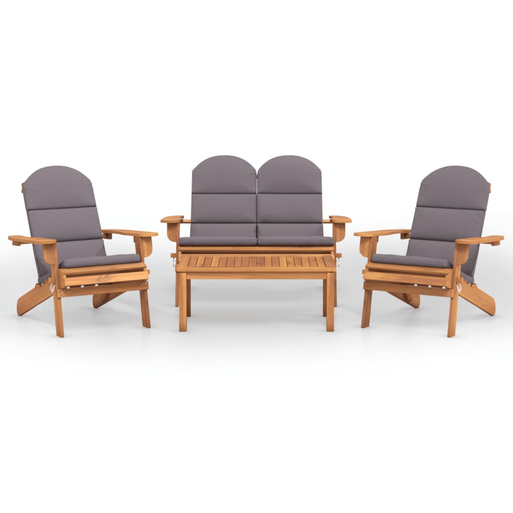 Ensemble de salon de jardin Adirondack 4 pcs bois acacia solide