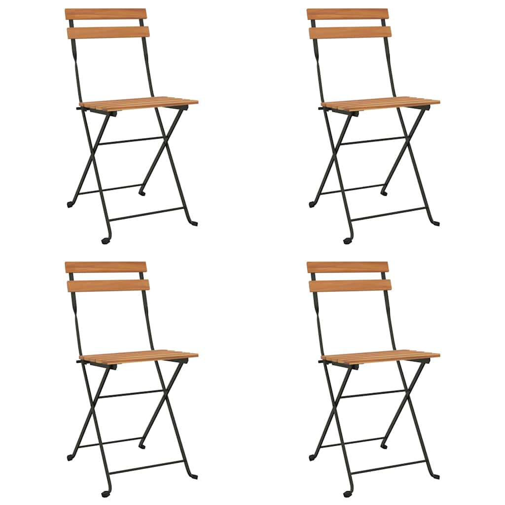 Ensemble de bistro pliable 5 pcs Bois d'acacia solide et acier