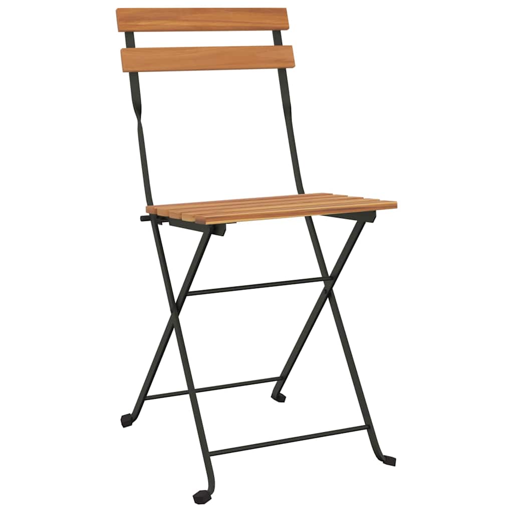 Ensemble de bistro pliable 5 pcs Bois d'acacia solide et acier