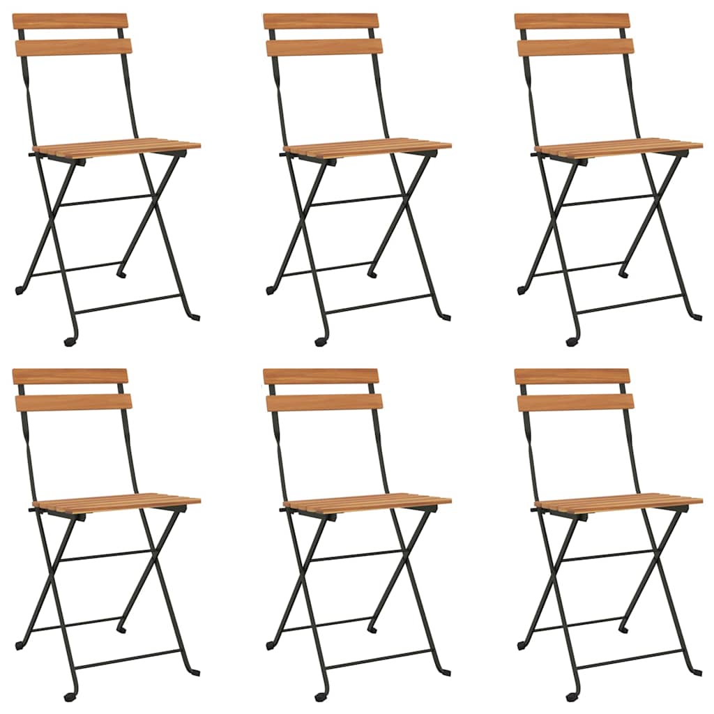 Ensemble de bistro pliable 7 pcs bois d'acacia solide et acier