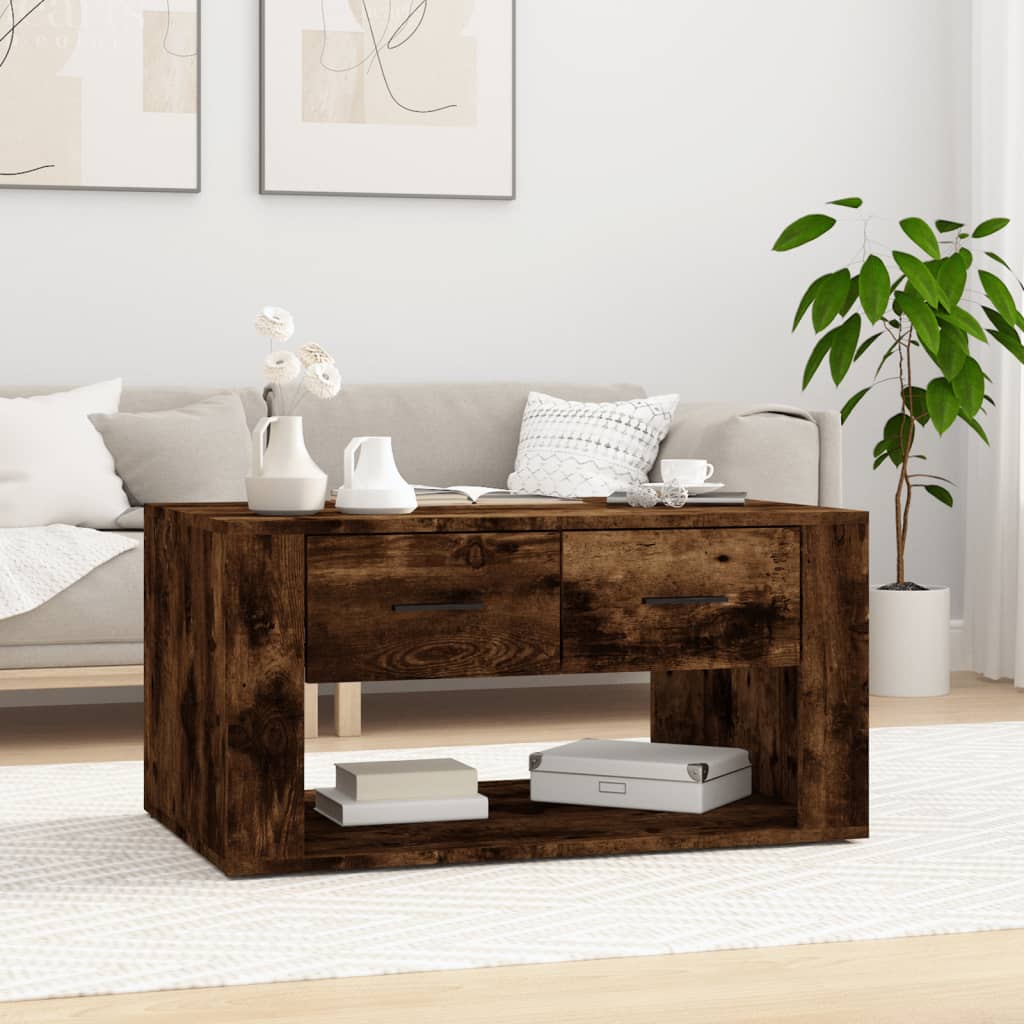 Table basse Chêne fumé 80x50x40 cm Bois d'ingénierie - XIOS
