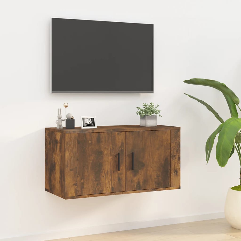 Meuble TV mural Chêne fumé 80x34,5x40 cm - XIOS