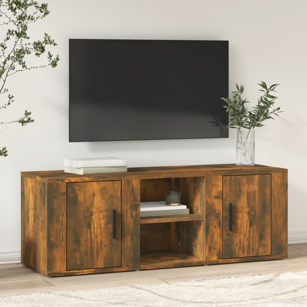 Meuble TV Chêne fumé 100x31,5x35 cm Bois d'ingénierie - XIOS
