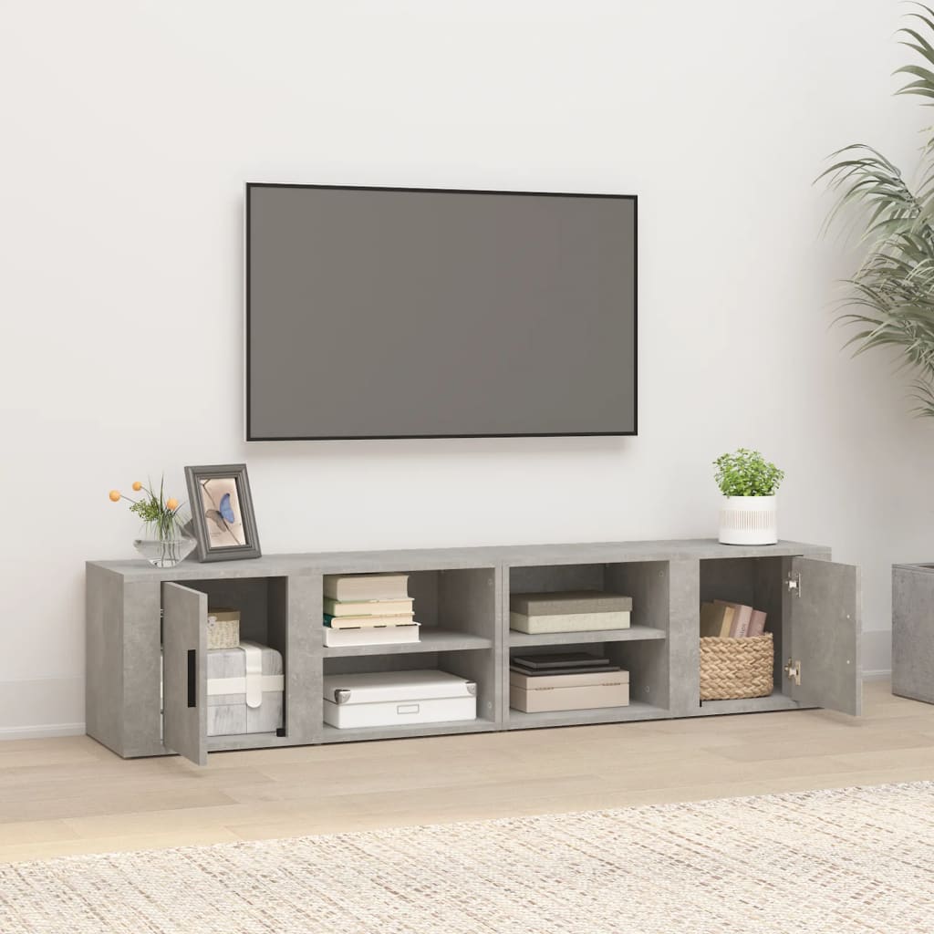 Meubles TV 2 pcs Gris béton 80x31,5x36 cm Bois d'ingénierie - XIOS