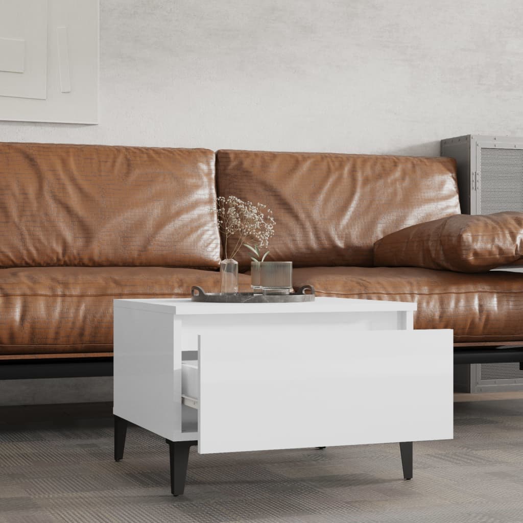 Table d'appoint Blanc brillant 50x46x35 cm Bois d'ingénierie - XIOS