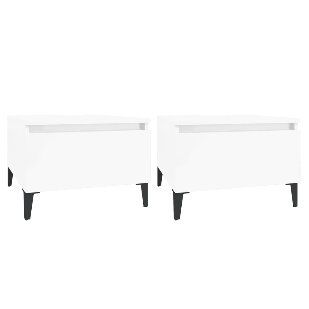 Tables d'appoint 2pcs Blanc brillant 50x46x35cm Bois ingénierie - XIOS