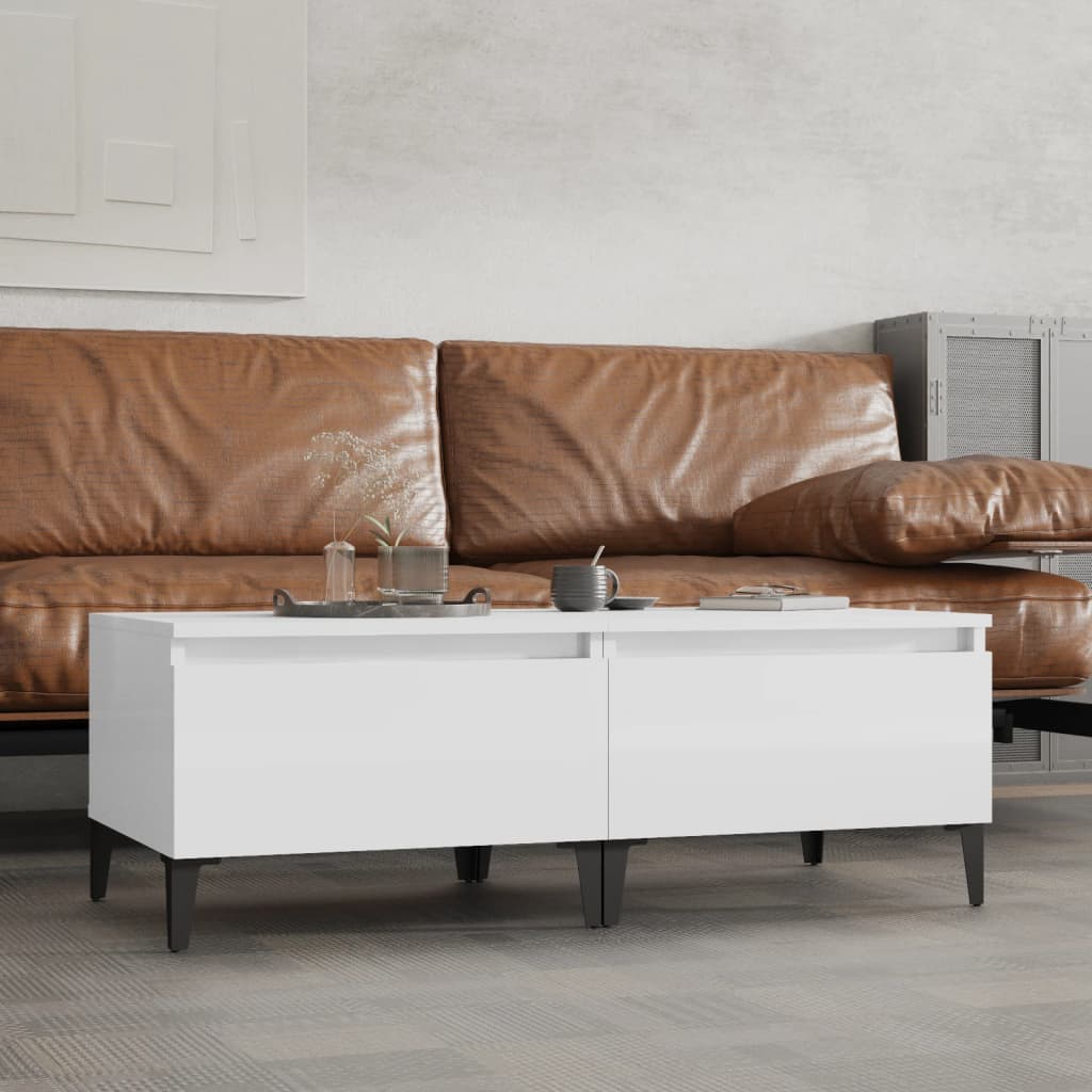 Tables d'appoint 2pcs Blanc brillant 50x46x35cm Bois ingénierie - XIOS