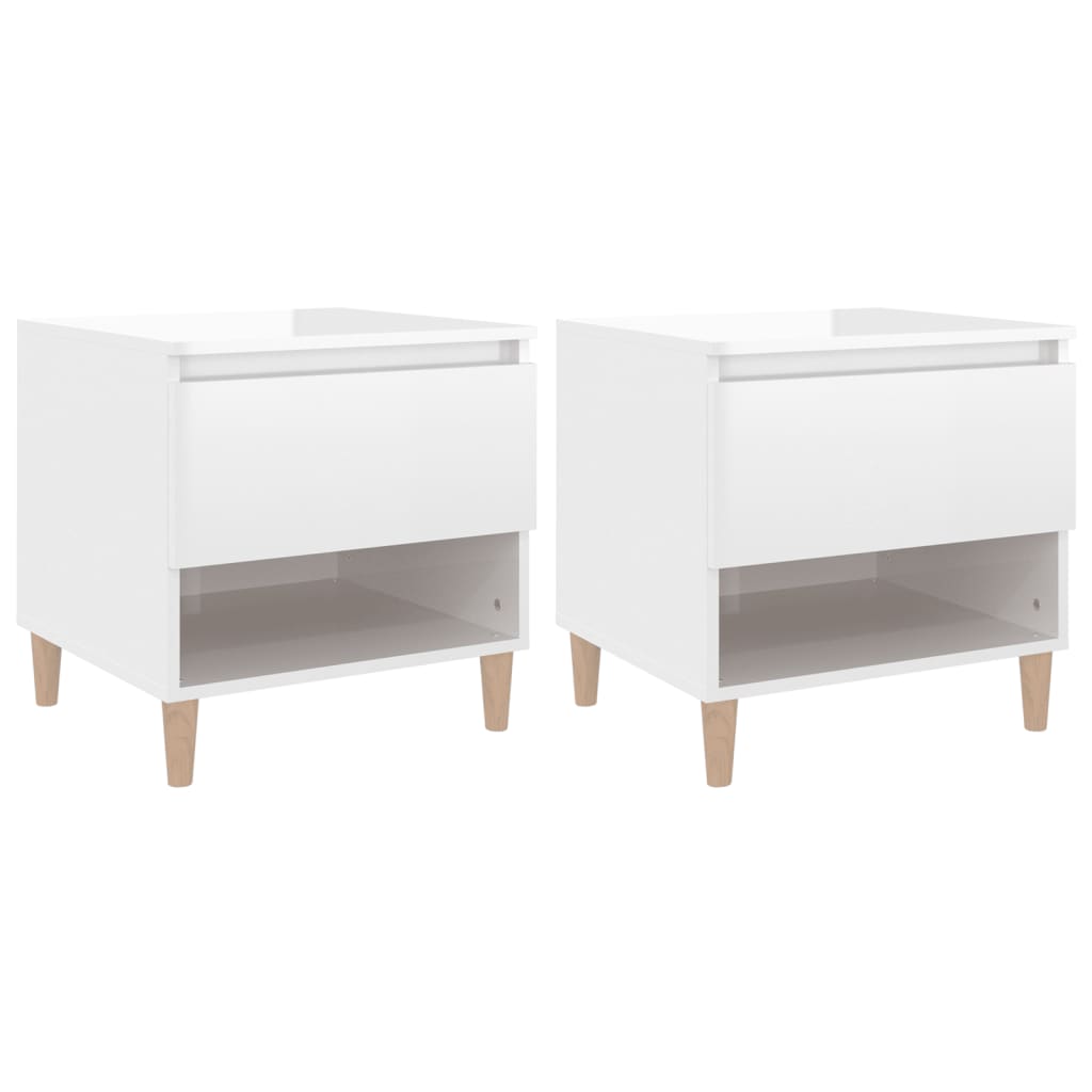 Tables de chevet 2 pcs Blanc brillant 50x46x50 cm - XIOS