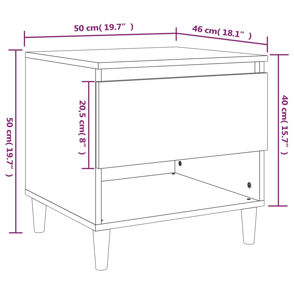 Tables de chevet 2 pcs Sonoma gris 50x46x50cm Bois d’ingénierie - XIOS