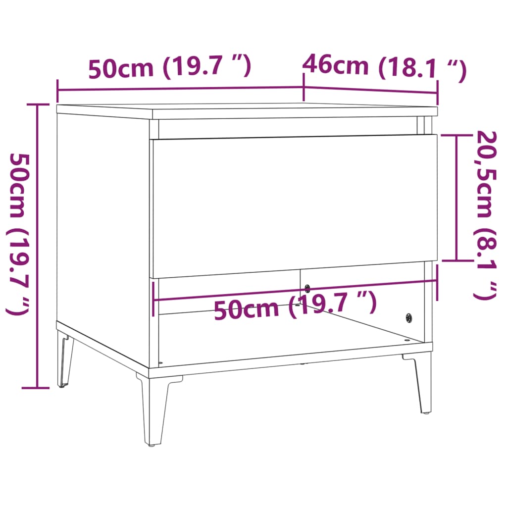 Tables d'appoint 2 pcs Noir 50x46x50 cm Bois d’ingénierie - XIOS
