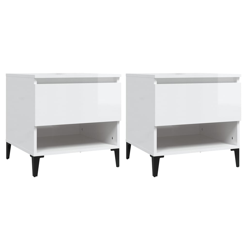 Tables d'appoint 2pcs Blanc brillant 50x46x50cm Bois ingénierie - XIOS