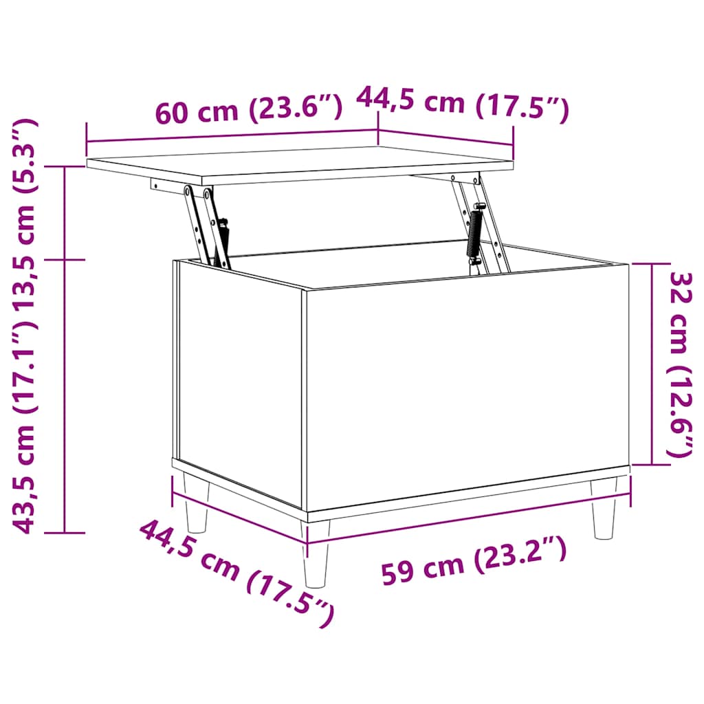 Table basse Sonoma gris 60x44,5x45 cm Bois d'ingénierie - XIOS