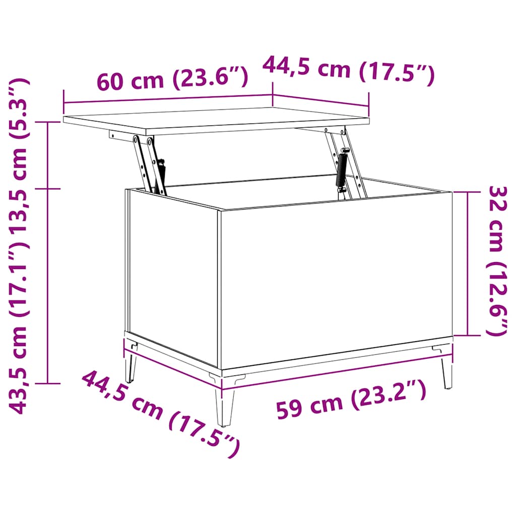 Table basse Sonoma gris 60x44,5x45 cm Bois d'ingénierie - XIOS