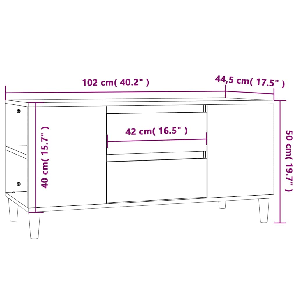 Meuble TV Noir 102x44,5x50 cm Bois d'ingénierie - XIOS
