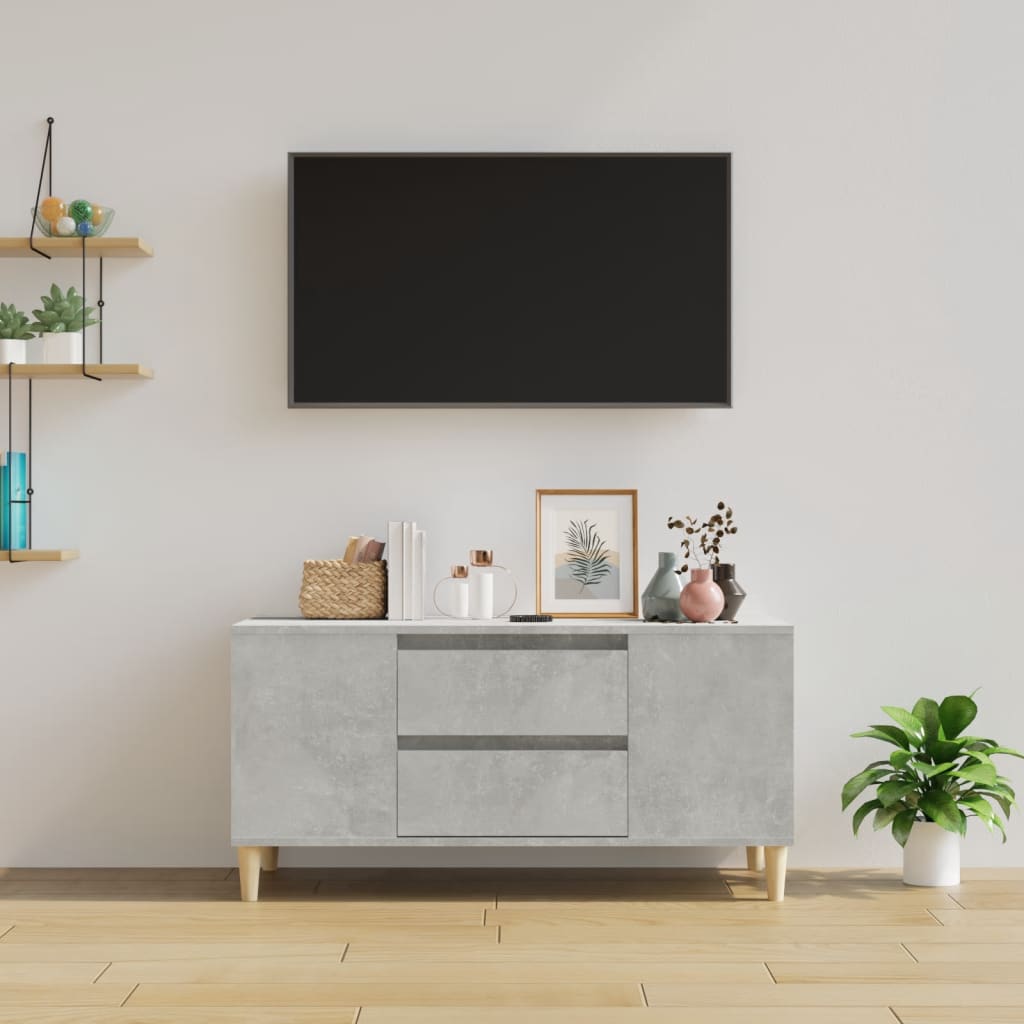 Meuble TV Gris béton 102x44,5x50 cm Bois d'ingénierie - XIOS