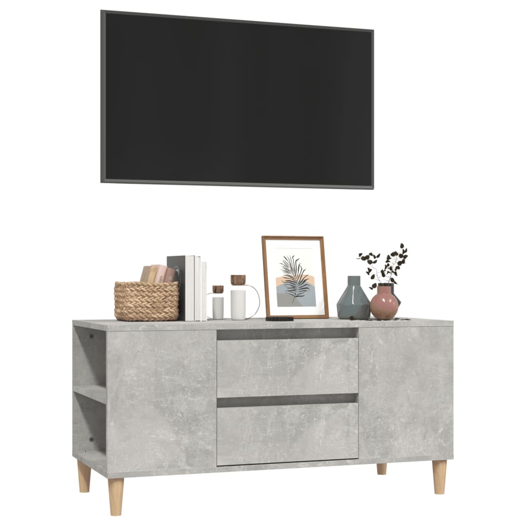 Meuble TV Gris béton 102x44,5x50 cm Bois d'ingénierie - XIOS