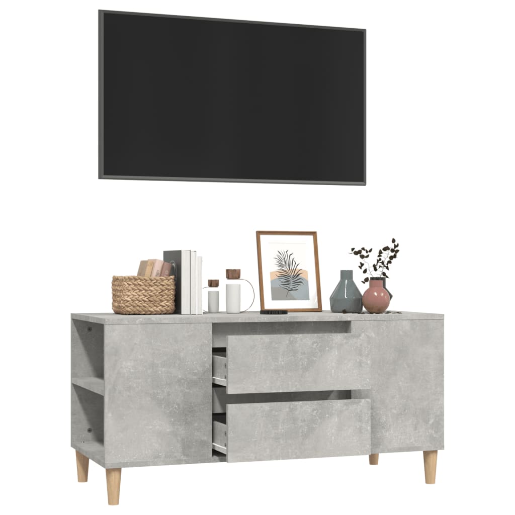 Meuble TV Gris béton 102x44,5x50 cm Bois d'ingénierie - XIOS