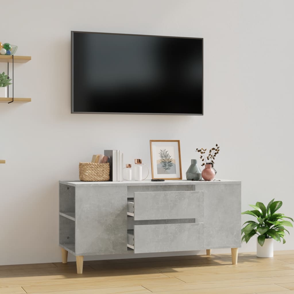 Meuble TV Gris béton 102x44,5x50 cm Bois d'ingénierie - XIOS