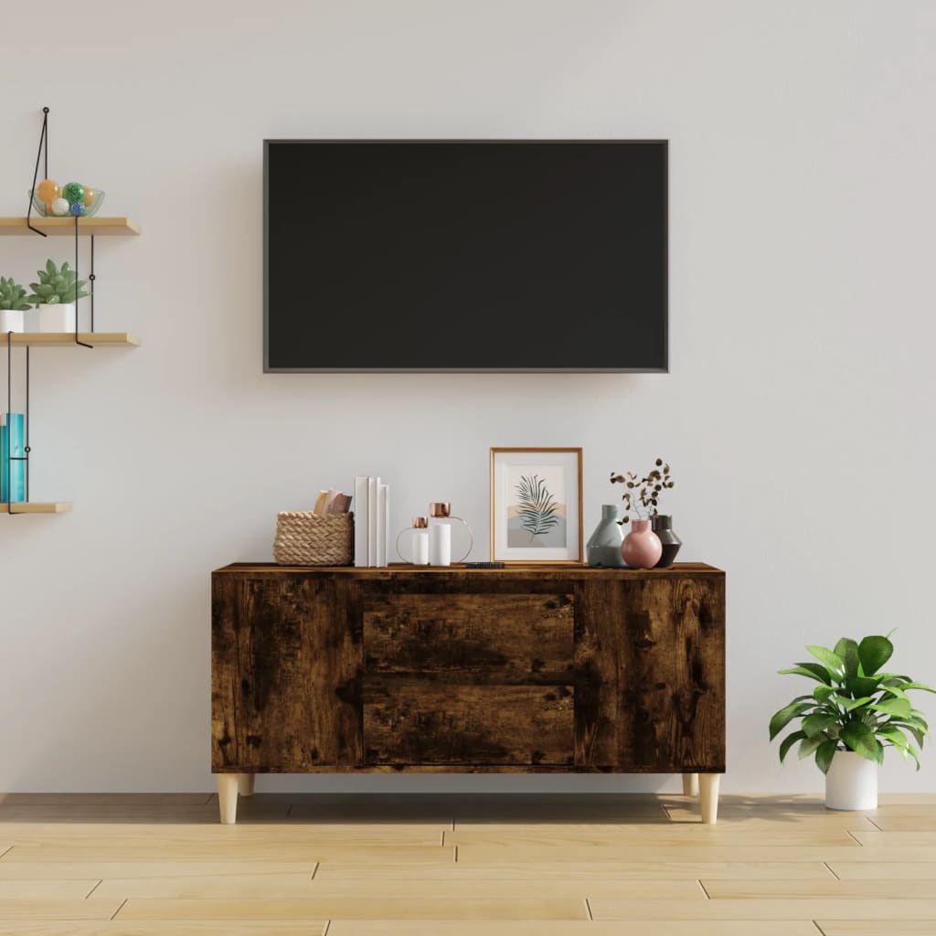Meuble TV Chêne fumé 102x44,5x50 cm Bois d'ingénierie - XIOS
