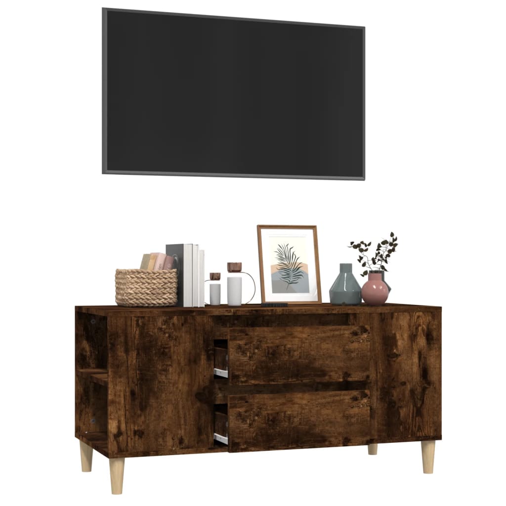 Meuble TV Chêne fumé 102x44,5x50 cm Bois d'ingénierie - XIOS