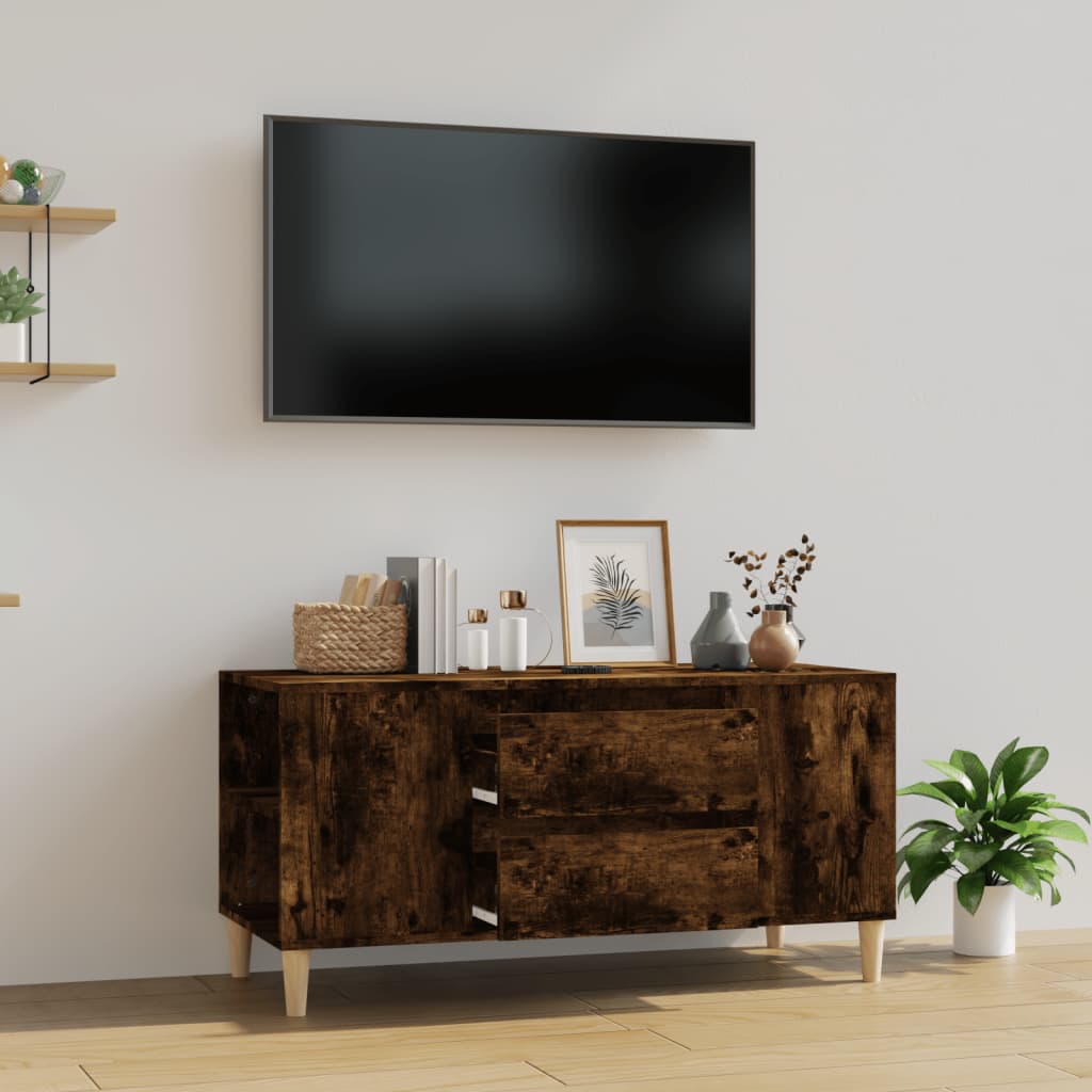 Meuble TV Chêne fumé 102x44,5x50 cm Bois d'ingénierie - XIOS