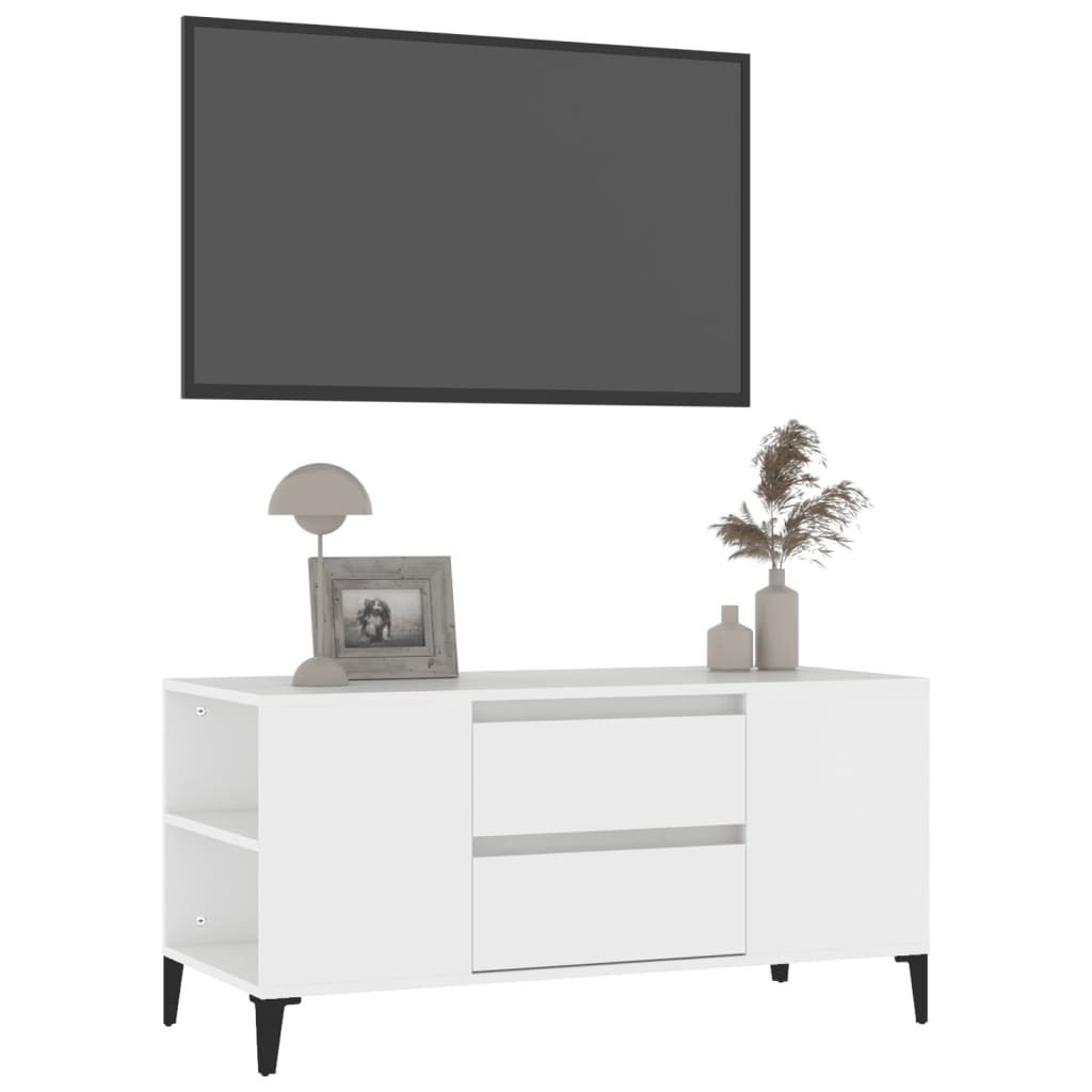 Meuble TV Blanc 102x44,5x50 cm Bois d'ingénierie - XIOS