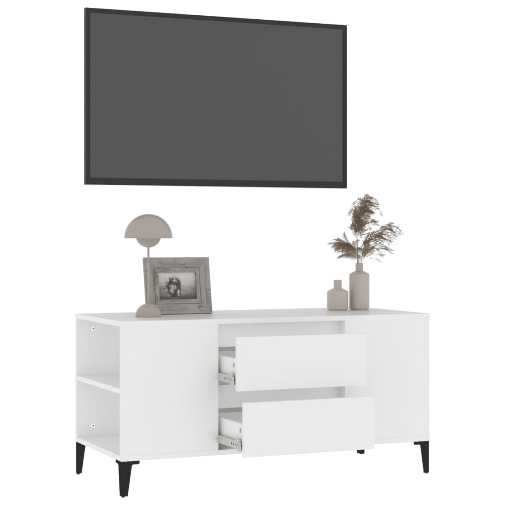 Meuble TV Blanc 102x44,5x50 cm Bois d'ingénierie - XIOS