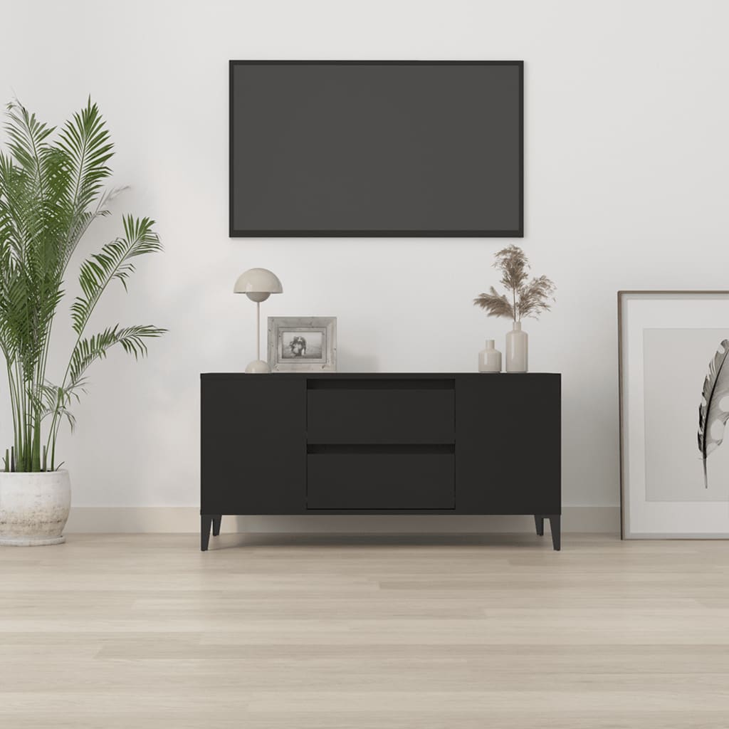 Meuble TV Noir 102x44,5x50 cm Bois d'ingénierie - XIOS