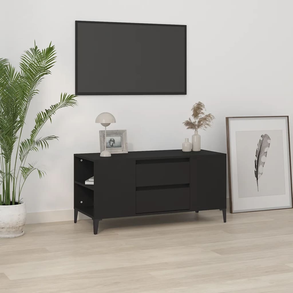 Meuble TV Noir 102x44,5x50 cm Bois d'ingénierie - XIOS