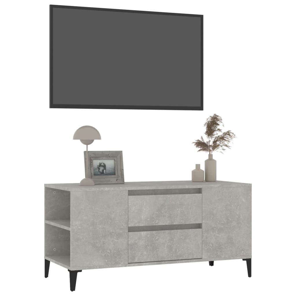 Meuble TV Gris béton 102x44,5x50 cm Bois d'ingénierie - XIOS
