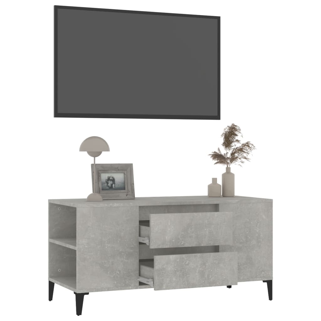 Meuble TV Gris béton 102x44,5x50 cm Bois d'ingénierie - XIOS