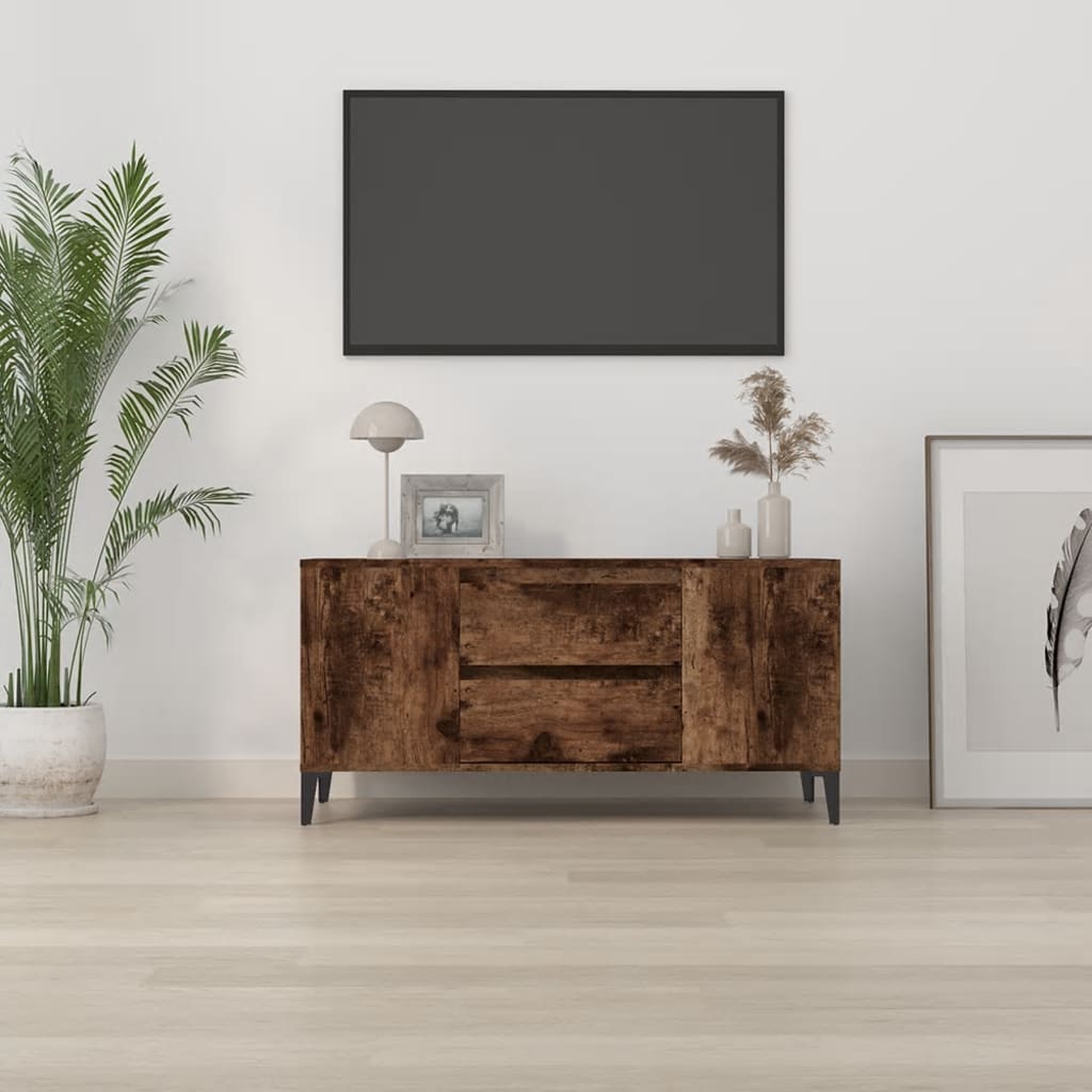 Meuble TV Chêne fumé 102x44,5x50 cm Bois d'ingénierie - XIOS