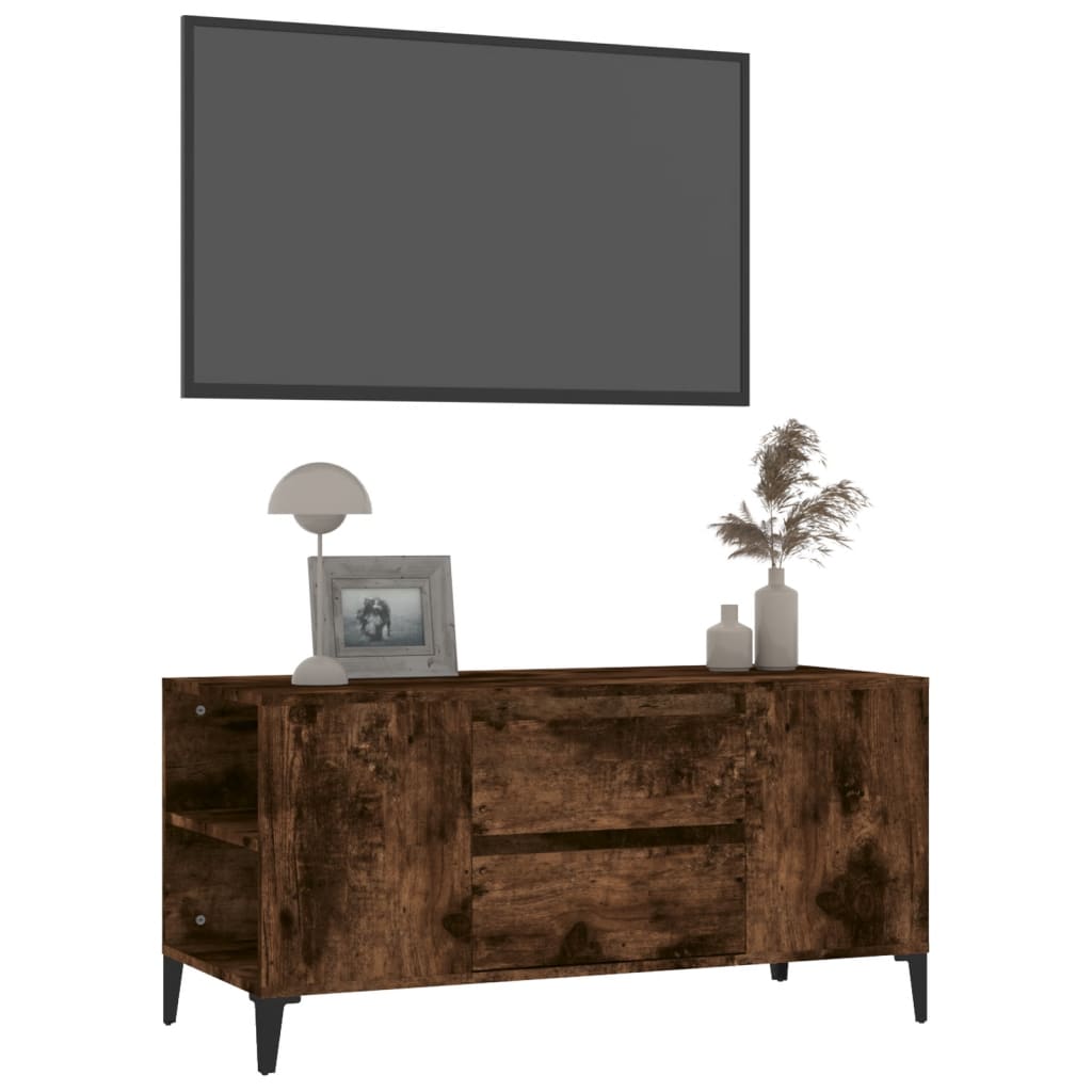 Meuble TV Chêne fumé 102x44,5x50 cm Bois d'ingénierie - XIOS