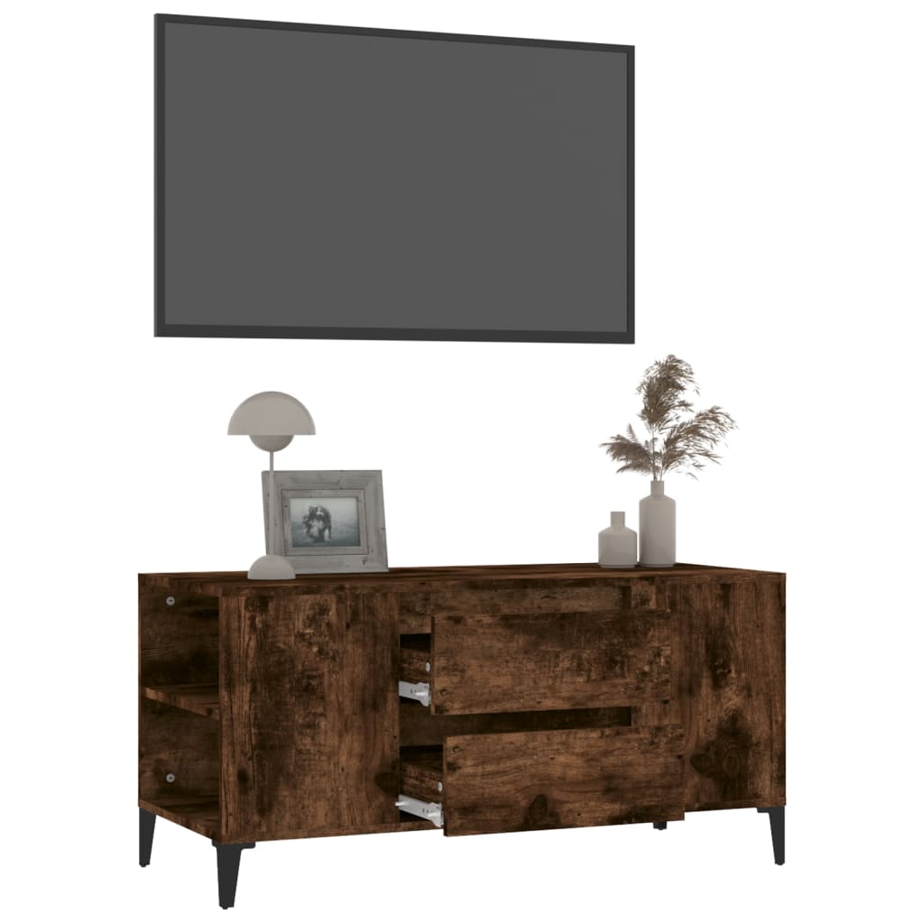 Meuble TV Chêne fumé 102x44,5x50 cm Bois d'ingénierie - XIOS