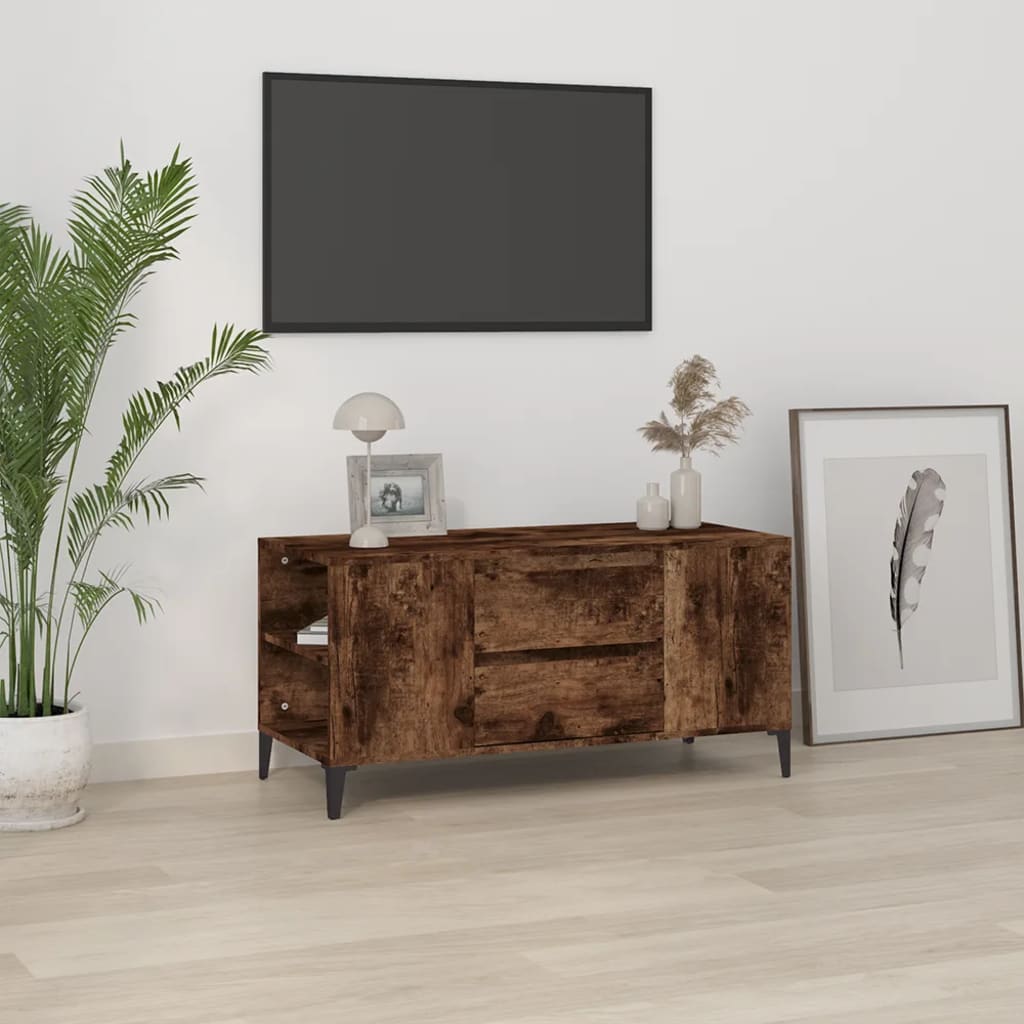Meuble TV Chêne fumé 102x44,5x50 cm Bois d'ingénierie - XIOS