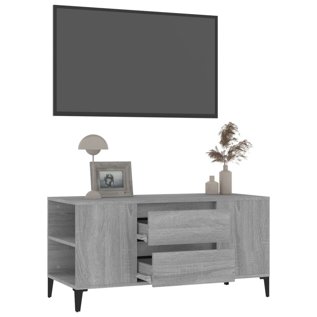 Meuble TV Sonoma gris 102x44,5x50 cm Bois d'ingénierie - XIOS