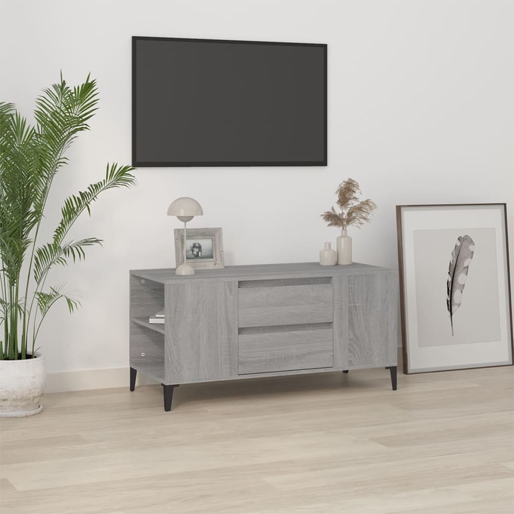 Meuble TV Sonoma gris 102x44,5x50 cm Bois d'ingénierie - XIOS