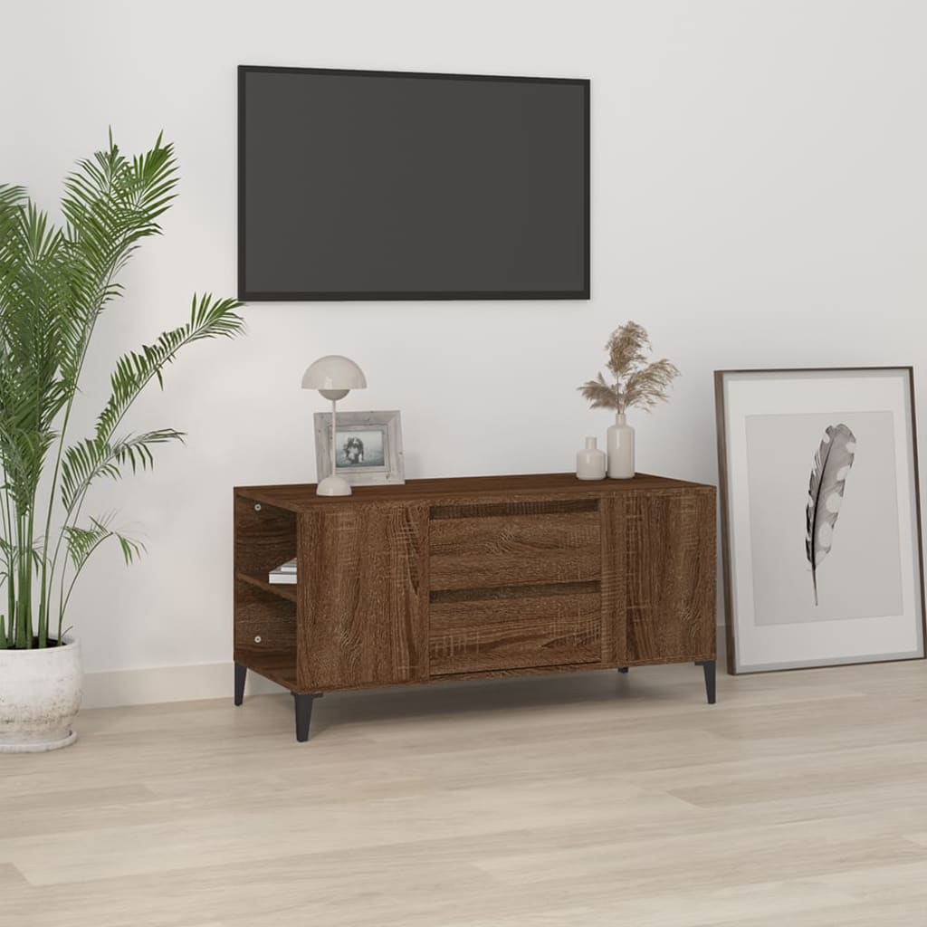 Meuble TV Chêne marron 102x44,5x50 cm Bois d'ingénierie - XIOS