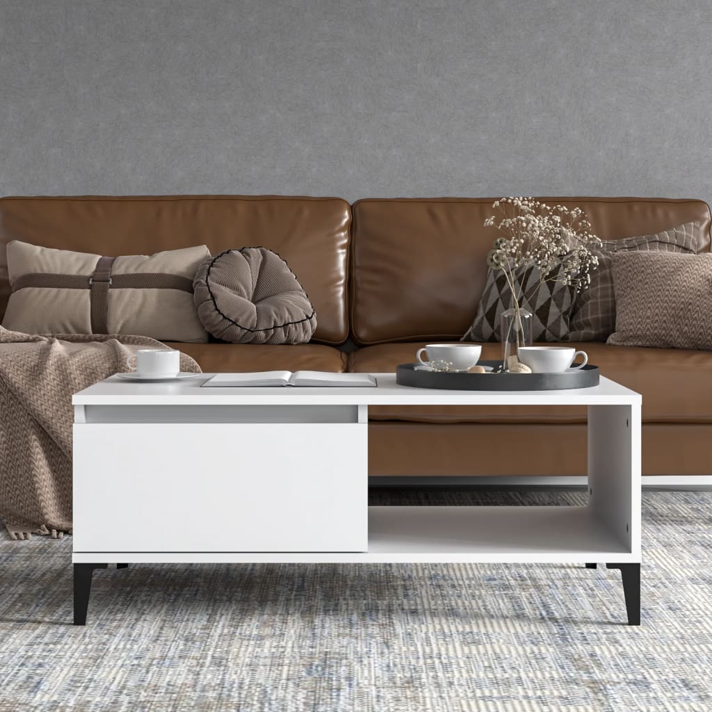 Table basse Blanc 90x50x36,5 cm Bois d'ingénierie - XIOS