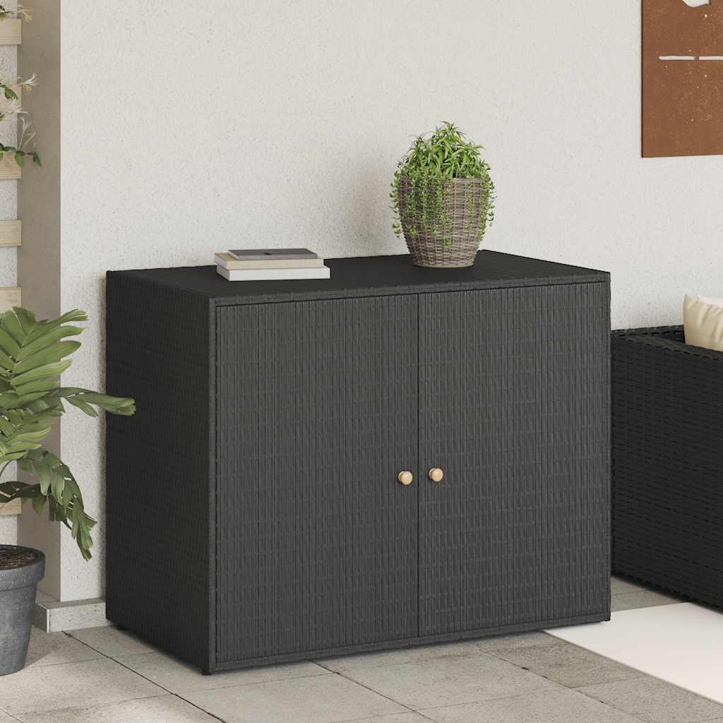 Armoire de rangement jardin Noir 100x55,5x80 cm Résine tressée - XIOS