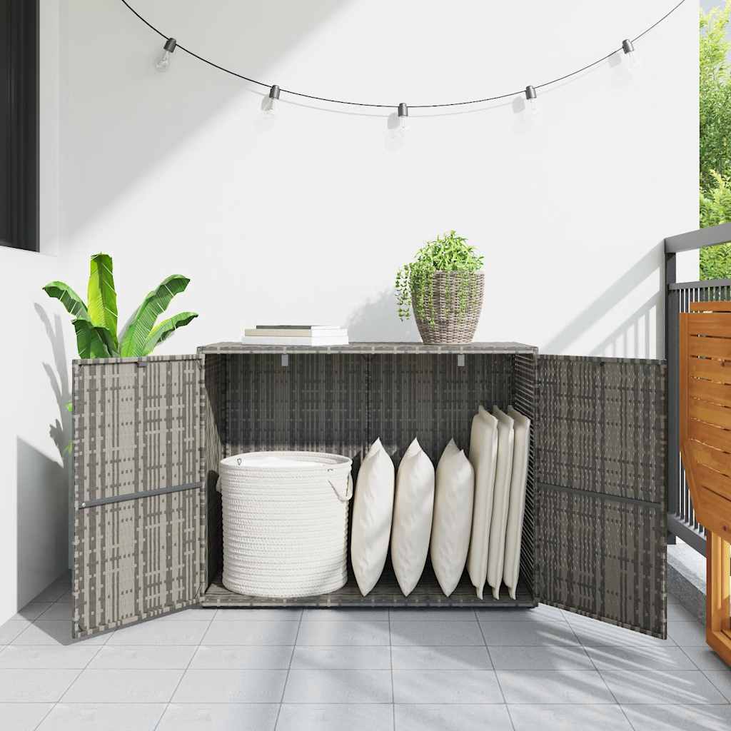 Armoire de rangement jardin Gris 100x55,5x80 cm Résine tressée - XIOS