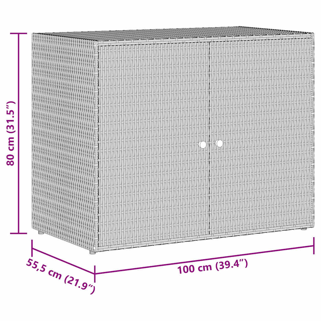 Armoire de rangement jardin Gris 100x55,5x80 cm Résine tressée - XIOS