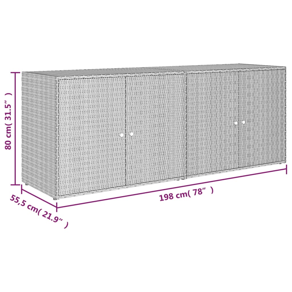 Armoire de rangement jardin Gris 198x55,5x80 cm Résine tressée - XIOS