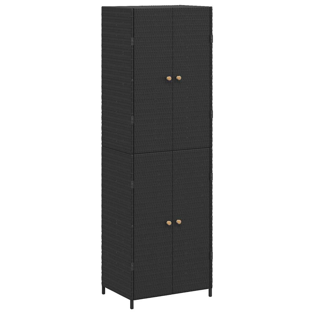 Armoire de rangement de jardin Noir 59x40x180 cm Résine tressée - XIOS