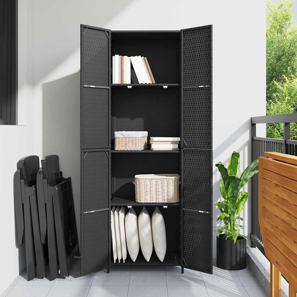 Armoire de rangement de jardin Noir 59x40x180 cm Résine tressée - XIOS