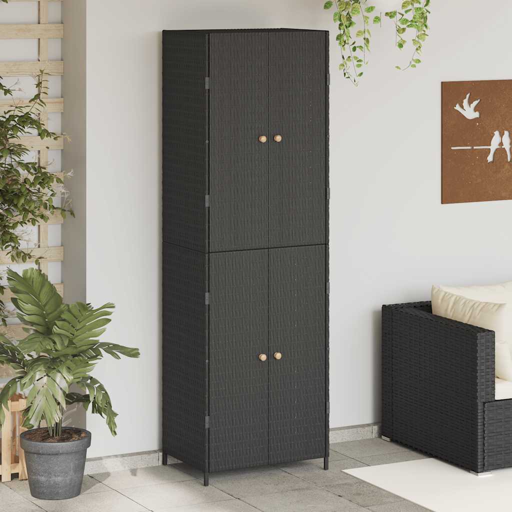 Armoire de rangement de jardin Noir 59x40x180 cm Résine tressée - XIOS
