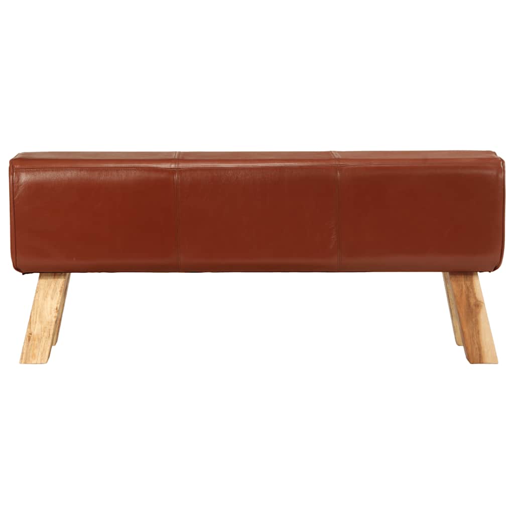 Banc de bok de gymnastique marron 110 cm cuir véritable et bois